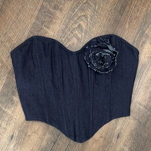 White fox denim bustier top